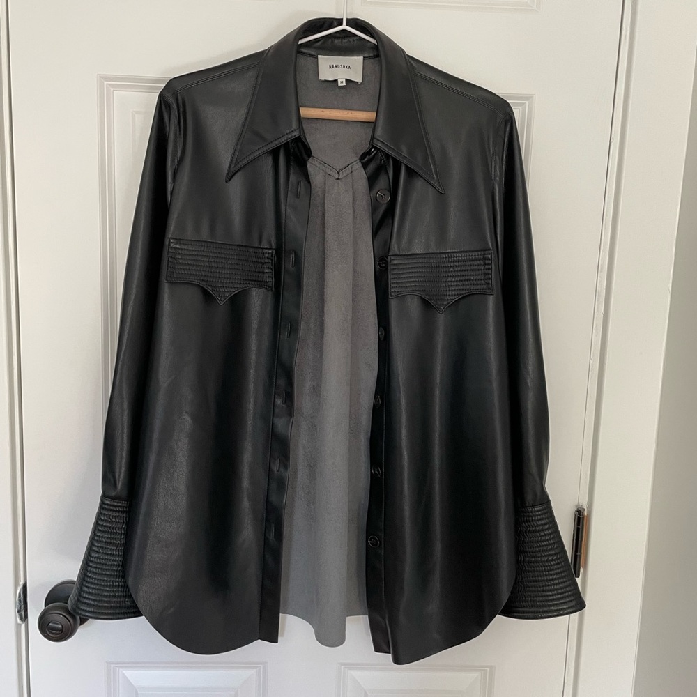 Nanushka Black Vegan Leather Elpi Shirt